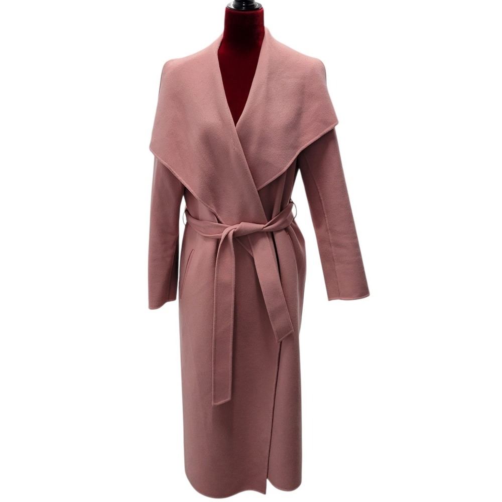 MACKAGE Mai Trench Waterfall Shawl Collar‎ Wrap Coat Handmade 100% Wool Lg J405
